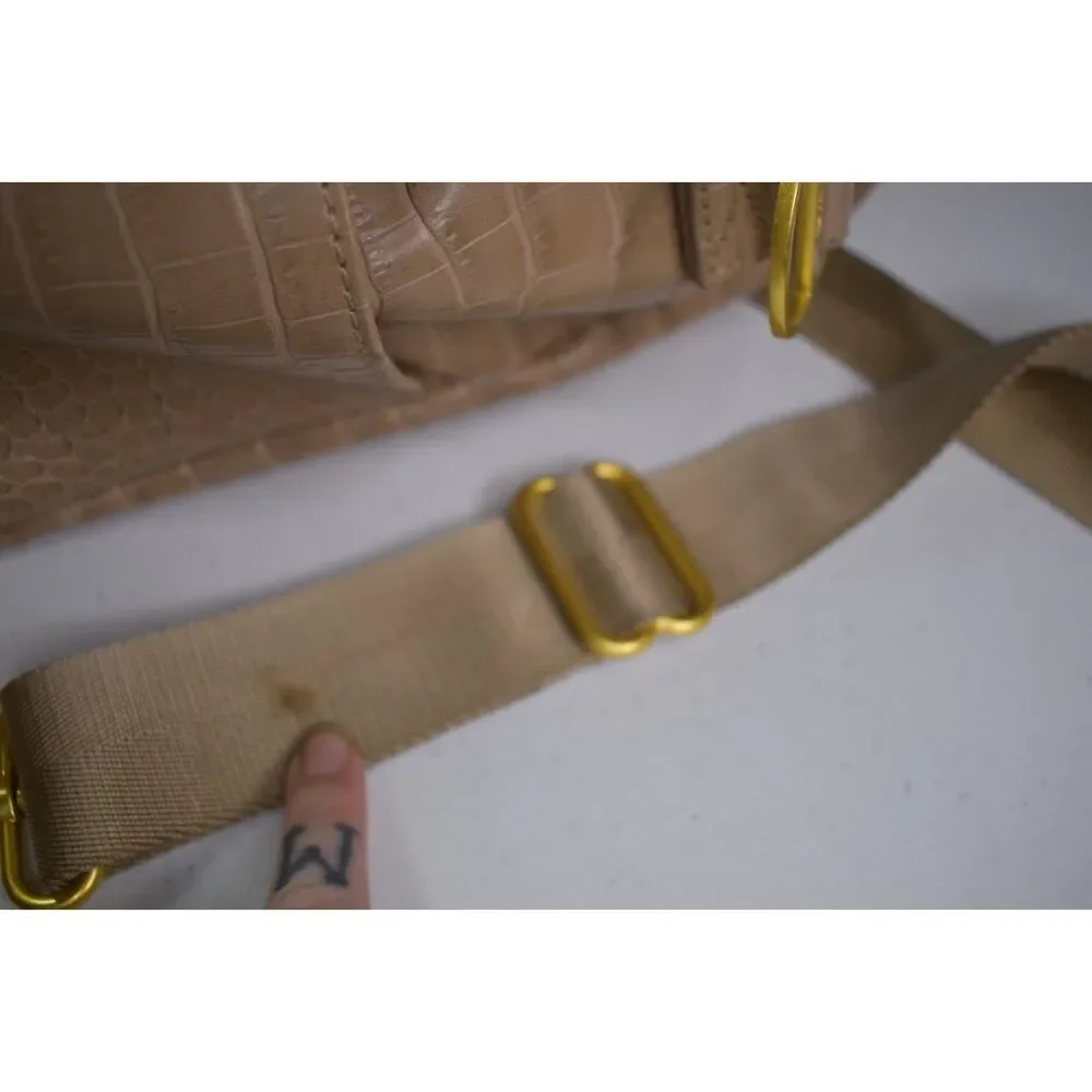 Fawn Designs The Original Diaper Bag Beige Tan Alligator Faux Leather Backpack